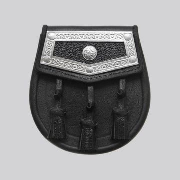 Black Leather Celtic Plate Sporran