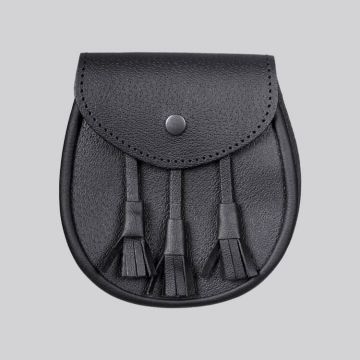 Black Leather Day Sporran - Scottish Made