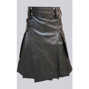 Black Leather Fashion Kilt