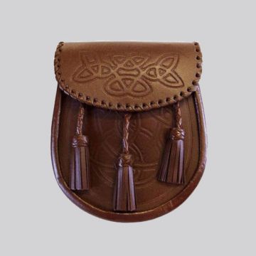 Brown Celtic Embossed Leather Sporran