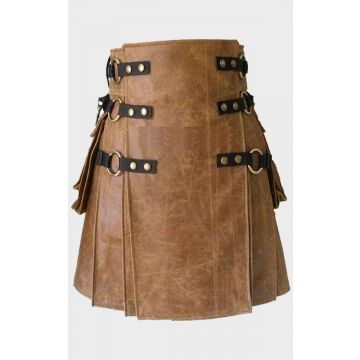 Brown Leather Kilts for Men, 100% Genuine Leather Kilt