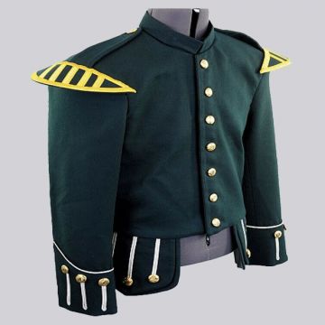Green Military Piper Drummer Doublet Tunic Jacket Scottish Marching Band jackets