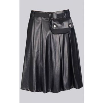 New Design Black Scottish Leather Utility Kilt