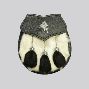Semi Dress White-Black Rabbit Fur Lion Crest Sporran