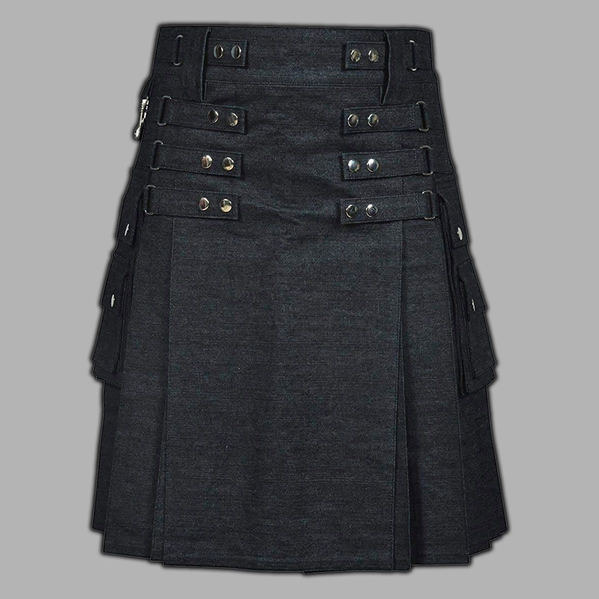 Black Denim Kilt For Women
