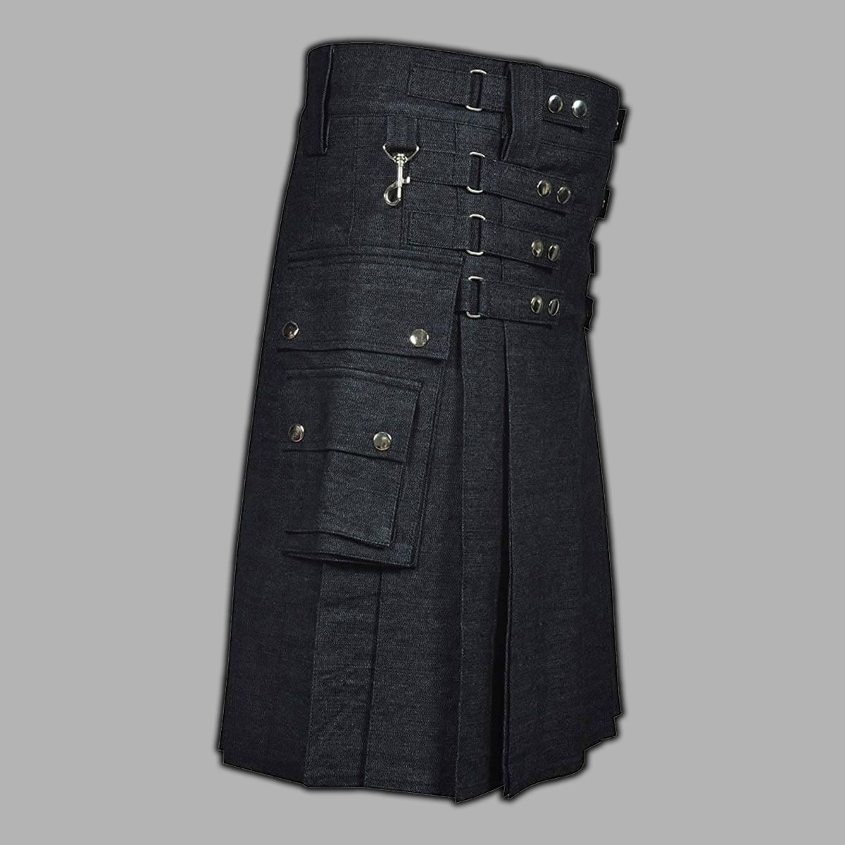 Black Denim Kilt For Women
